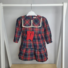 Load image into Gallery viewer, Girls Red Collar Tartan Dress