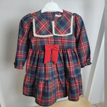 Load image into Gallery viewer, Girls Red Collar Tartan Dress