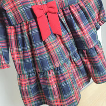 Load image into Gallery viewer, Girls Red Collar Tartan Dress
