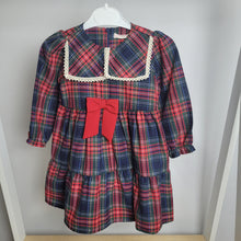 Load image into Gallery viewer, Girls Red Collar Tartan Dress
