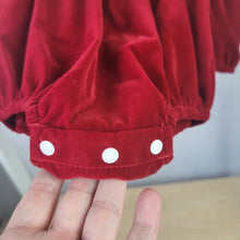 Load image into Gallery viewer, Luxury Red Velvet Smocked Romper