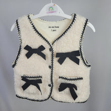Load image into Gallery viewer, Cream Borg Gilet with Black Bows