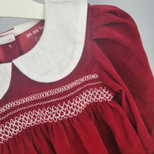 Load image into Gallery viewer, Luxury Girls Red Velvet Smocked Dress