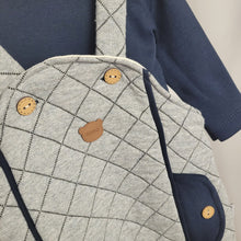Load image into Gallery viewer, Baby Boys Navy and Grey Quilted Dungarees Set