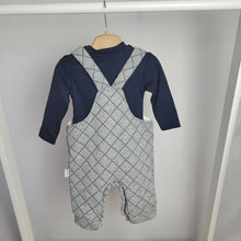 Load image into Gallery viewer, Baby Boys Navy and Grey Quilted Dungarees Set