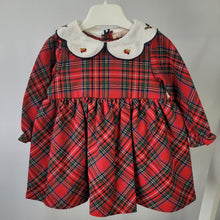 Load image into Gallery viewer, Red Tartan Dress with Embroidered Collar Detailing