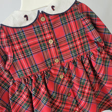 Load image into Gallery viewer, Red Tartan Dress with Embroidered Collar Detailing