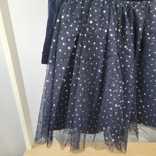 Load image into Gallery viewer, Girls Navy Dress with Tulle and Hairclip