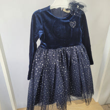 Load image into Gallery viewer, Girls Navy Dress with Tulle and Hairclip
