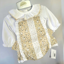 Load image into Gallery viewer, Baby Girls Beige Floral Romper Set
