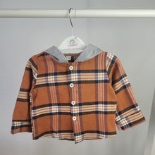 Load image into Gallery viewer, Orange Plaid Hooded Shirt
