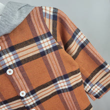 Load image into Gallery viewer, Orange Plaid Hooded Shirt