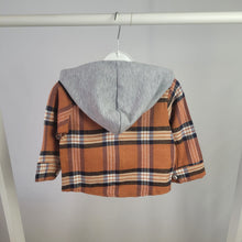 Load image into Gallery viewer, Orange Plaid Hooded Shirt