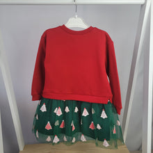 Load image into Gallery viewer, Girl's Red and Green Christmas Dress