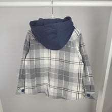 Load image into Gallery viewer, Boy's Grey Checked Hooded Shirt