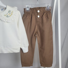 Load image into Gallery viewer, Girl's Floral Collar Top and Trousers Set