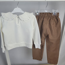 Load image into Gallery viewer, Girl's Floral Collar Top and Trousers Set
