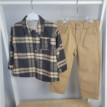 Load image into Gallery viewer, Boys' Plaid Shirt and Beige Trouser Set