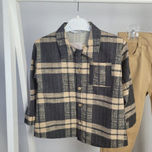 Load image into Gallery viewer, Boys' Plaid Shirt and Beige Trouser Set