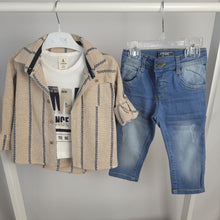 Load image into Gallery viewer, Boys Striped Shirt, Jeans And Vest Set