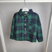 Load image into Gallery viewer, Boys Green and Navy Plaid Shirt