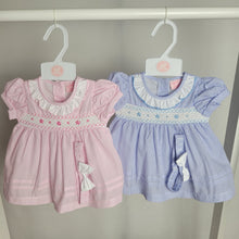 Load image into Gallery viewer, Baby Girls Traditional Smock Dress, Headband & Pants Set