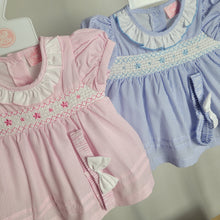 Load image into Gallery viewer, Baby Girls Traditional Smock Dress, Headband & Pants Set