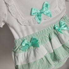 Load image into Gallery viewer, Baby Girls Mint Bow Cotton Jam Pants Set