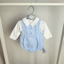 Load image into Gallery viewer, Baby Boys Blue Dogtooth Romper Set