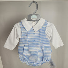 Load image into Gallery viewer, Baby Boys Blue Dogtooth Romper Set