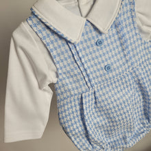 Load image into Gallery viewer, Baby Boys Blue Dogtooth Romper Set