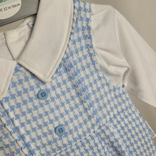 Load image into Gallery viewer, Baby Boys Blue Dogtooth Romper Set