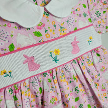 Load image into Gallery viewer, Pink Bunny Smock Empire Dress
