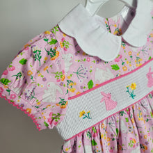 Load image into Gallery viewer, Pink Bunny Smock Empire Dress