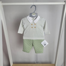 Load image into Gallery viewer, Baby Boys Sage Green Quilted Stripe Outfit