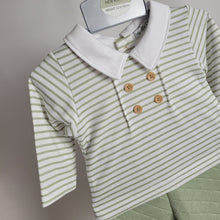Load image into Gallery viewer, Baby Boys Sage Green Quilted Stripe Outfit