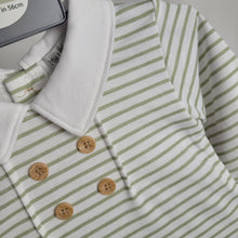 Load image into Gallery viewer, Baby Boys Sage Green Quilted Stripe Outfit