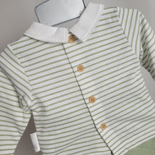 Load image into Gallery viewer, Baby Boys Sage Green Quilted Stripe Outfit