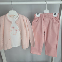 Load image into Gallery viewer, Girls Pink Cardigan, Top and Pants Set