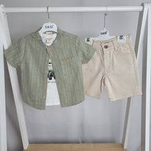 Load image into Gallery viewer, Boys Khaki Shirt, T-shirt and Short Set