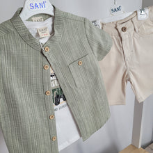 Load image into Gallery viewer, Boys Khaki Shirt, T-shirt and Short Set
