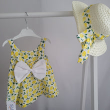 Load image into Gallery viewer, Baby Girls Lemon Dress with Sun Hat