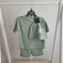 Load image into Gallery viewer, Baby Boys Green Shorts Set + Bucket Hat