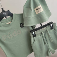 Load image into Gallery viewer, Baby Boys Green Shorts Set + Bucket Hat