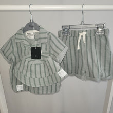 Load image into Gallery viewer, Baby Boys Green Pinstripe Short Set