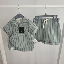 Load image into Gallery viewer, Baby Boys Green Pinstripe Short Set