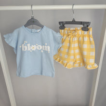 Load image into Gallery viewer, Girls T-Shirts and Gingham Short Sets x2