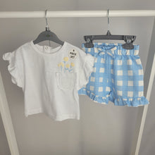 Load image into Gallery viewer, Girls T-Shirts and Gingham Short Sets x2