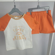 Load image into Gallery viewer, Baby Boys Orange Cool To Be Kind Shorts Set