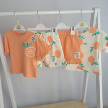 Load image into Gallery viewer, Baby Girls Orange Shorts Sets x2